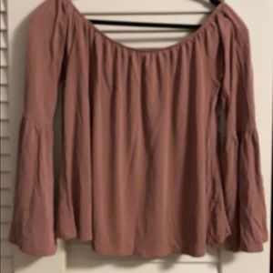 Mauve off the shoulder long sleeve top